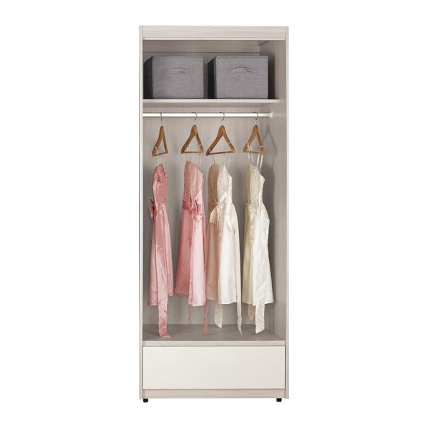 斯亞2.7尺單吊衣櫥 Hampton,漢汀堡,衣櫥,櫥櫃,櫃子,衣櫃,2.7尺單吊衣櫥,木心板材質,油壓緩衝後鈕,美背處理