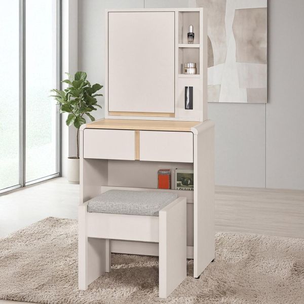 迪伊2尺化妝台-含椅 Hampton,漢汀堡,化妝桌,化妝台,化妝椅,化妝桌椅,化妝鏡台,鏡台,鏡台含椅,2尺化妝台,三節式鋼珠滑軌,採用PU耐磨耐水塗裝