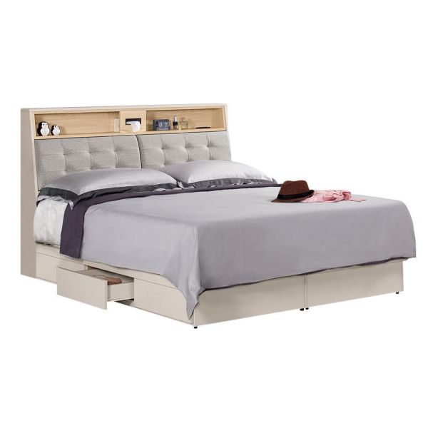 迪伊被櫥式雙人床-5尺/6尺 Hampton,漢汀堡,雙人床,床,床組,木心板材質,床箱附三抽,家具,6尺被櫥式雙人床,5尺被櫥式雙人床,臥室,床頭附插座,溫馨舒適,可置物,收納