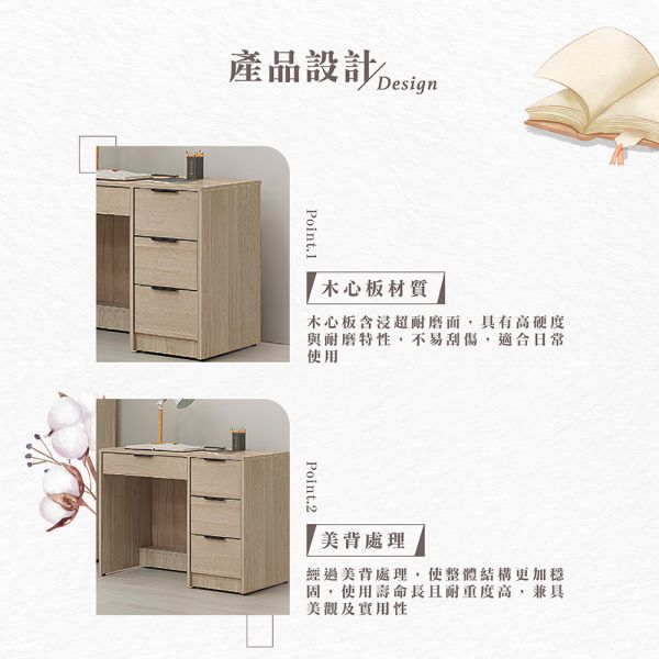 凱文3尺書桌 Hampton,漢汀堡,3尺書桌,書桌,桌子,書房,木心板材質,鋼珠滑軌,美背處理