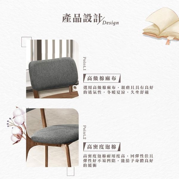 佐野實木餐椅-2入組 Hampton,漢汀堡,餐椅,實木,休閒椅,工作椅,椅子,接待椅,高級棉麻布,高密度泡棉,優麗坦耐磨耐水塗裝