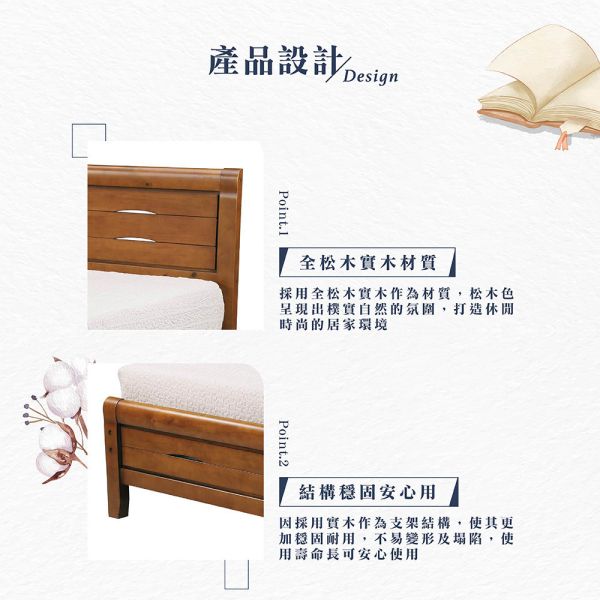 凱蒂雙人床架 Hampton,漢汀堡,床組,床架,雙人床,雙人加大,5尺雙人,6尺雙人,實木,松木