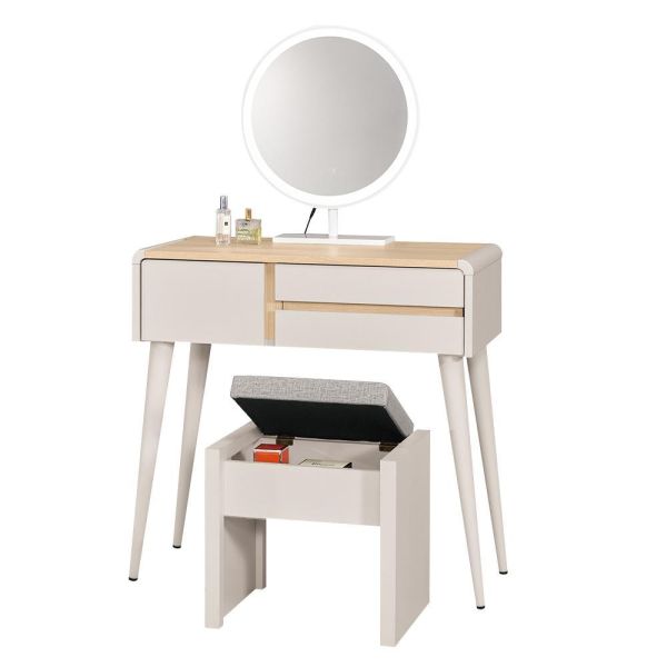 迪伊2.7尺化妝台-含椅 Hampton,漢汀堡,化妝桌,化妝台,化妝椅,化妝桌椅,化妝鏡台,鏡台,鏡台含椅,2.7尺化妝台,三節式鋼珠滑軌,採用PU耐磨耐水塗裝