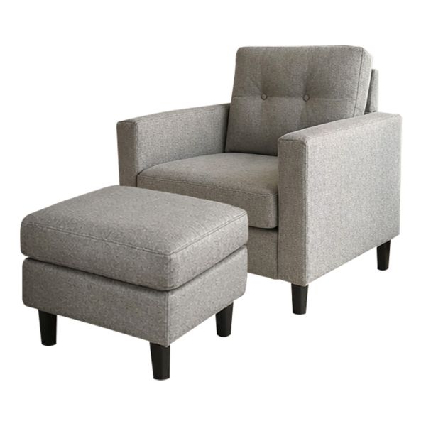 哈特利布面單人沙發椅組-淺灰色 Hampton,漢汀堡,沙發,單人沙發椅組,布沙發,亞麻布,含腳凳