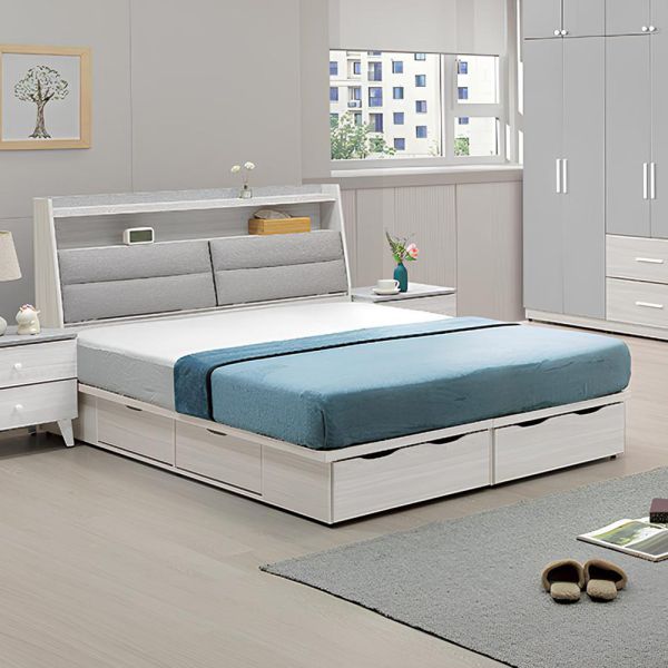 斯羅白榆木5尺六抽床組 Hampton,漢汀堡,雙人床,床,床組,臥室,木心板,5尺床組,靜音鋼珠滑軌,附六個抽屜