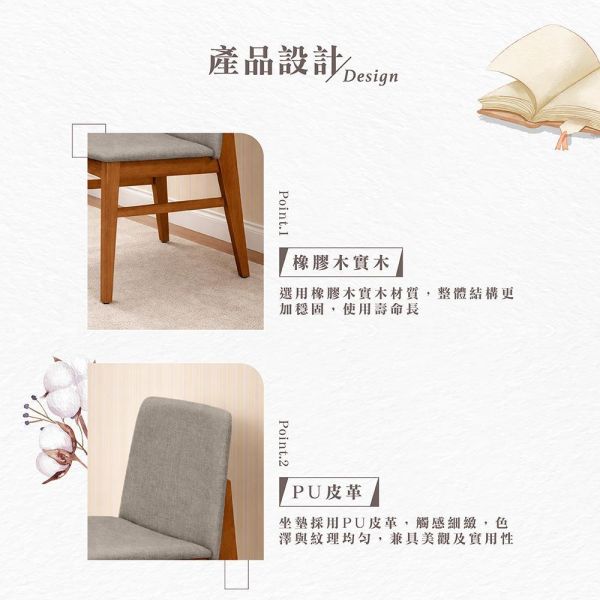 莫亞實木餐椅-柚木色-2入組/4入組 Hampton,漢汀堡,餐椅,椅子,實木,實木餐椅,橡膠木實木材質,PU皮革,穩固耐用