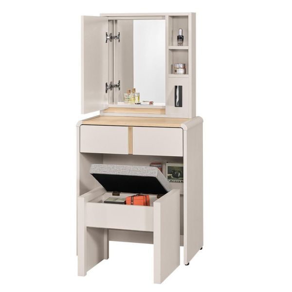 迪伊2尺化妝台-含椅 Hampton,漢汀堡,化妝桌,化妝台,化妝椅,化妝桌椅,化妝鏡台,鏡台,鏡台含椅,2尺化妝台,三節式鋼珠滑軌,採用PU耐磨耐水塗裝