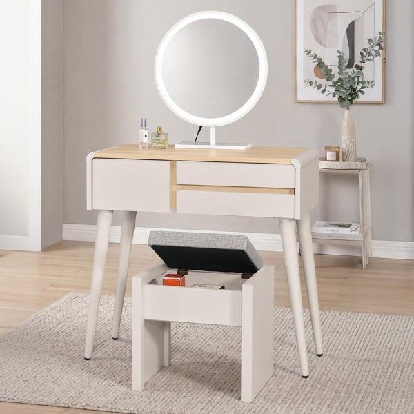 迪伊2.7尺化妝台-含椅 Hampton,漢汀堡,化妝桌,化妝台,化妝椅,化妝桌椅,化妝鏡台,鏡台,鏡台含椅,2.7尺化妝台,三節式鋼珠滑軌,採用PU耐磨耐水塗裝