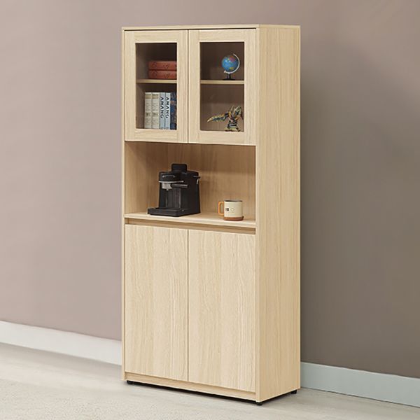 奧德白橡色中空四門書櫥 Hampton,漢汀堡,中空四門書櫥,書櫃,櫃子,櫃類,鋼珠滑軌,木心板材質,緩衝後鈕,美背處理