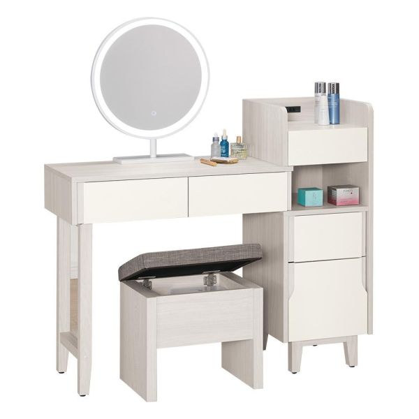 斯亞2.7尺伸縮化妝台-含椅 Hampton,漢汀堡,化妝桌,化妝台,化妝椅,化妝桌椅,化妝鏡台,鏡台,鏡台含椅,2.7尺伸縮化妝台,國際標準低甲醛防蛀木心板,三節式滑軌,美背式處理