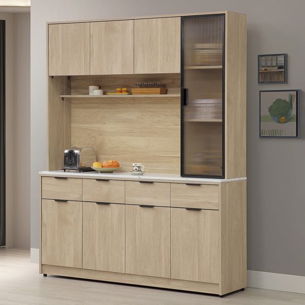 凱文5.3尺碗盤櫃組 Hampton,漢汀堡,5.3尺碗盤櫃組,櫥櫃,櫃子,櫃類,鋼珠滑軌,美背處理,木心板材質