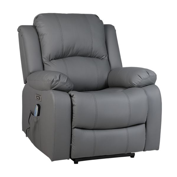 勞倫斯電動按摩躺椅-鋼鐵灰 Hampton,hamptom,漢汀堡,電動按摩躺椅,沙發,單人沙發,單人座,躺椅,休閒躺椅,雜誌側袋,附USB,Type-C插槽,舒適