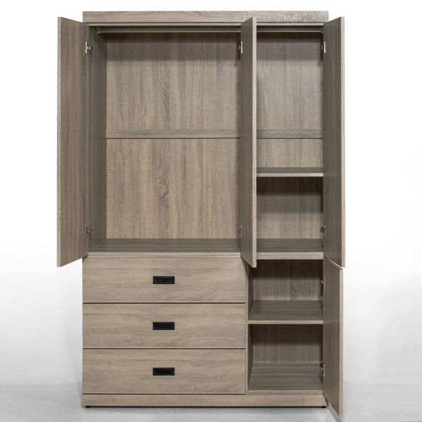 麥納灰梧桐4X7尺衣櫥 Hampton,漢汀堡,衣櫥,櫥櫃,櫃子,衣櫃,木心板材質,美背處理,4X7尺衣櫥,鋼珠滑軌