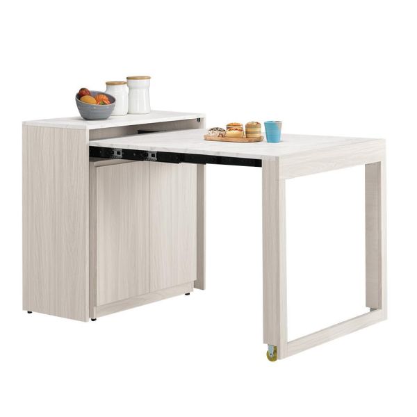 希羅2.7尺伸縮餐桌櫃 Hampton,漢汀堡,2.7尺伸縮餐桌櫃,櫥櫃,櫃子,櫃類,符合國際標準低甲醛木心板材質,美背式處理,PU耐磨耐水塗裝,桌子,餐桌櫃