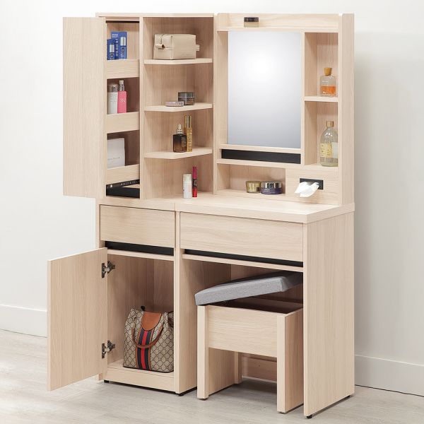 黛安3.3尺鏡台-含椅 Hampton,漢汀堡,化妝桌,化妝台,化妝椅,化妝桌椅,化妝鏡台,鏡台,鏡台含椅,3.3尺鏡台,鋼珠滑軌,美背處理