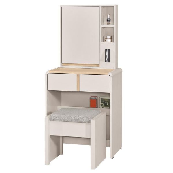 迪伊2尺化妝台-含椅 Hampton,漢汀堡,化妝桌,化妝台,化妝椅,化妝桌椅,化妝鏡台,鏡台,鏡台含椅,2尺化妝台,三節式鋼珠滑軌,採用PU耐磨耐水塗裝