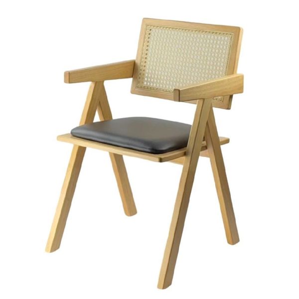 米德籐編扶手椅-原木色-2入組/4入組 Hampton,漢汀堡,餐椅,椅子,實木,實木餐椅,橡膠木實木材質,PU皮革,穩固耐用