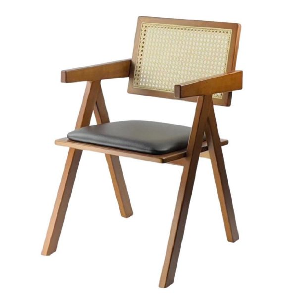 米德籐編扶手椅-黑咖啡皮-2入組/4入組 Hampton,漢汀堡,餐椅,椅子,實木,實木餐椅,橡膠木實木材質,PU皮革,穩固耐用