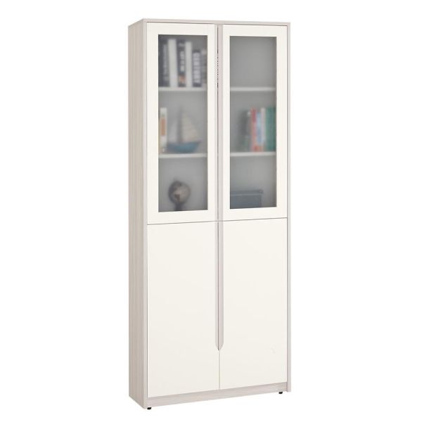 斯亞2.7尺四門書櫥 Hampton,漢汀堡,2.7尺四門書櫥,書櫃,櫃子,櫃類,符合國際標準低甲醛防蛀木心板材質,木心板材質,油壓緩衝後鈕,美背式處理