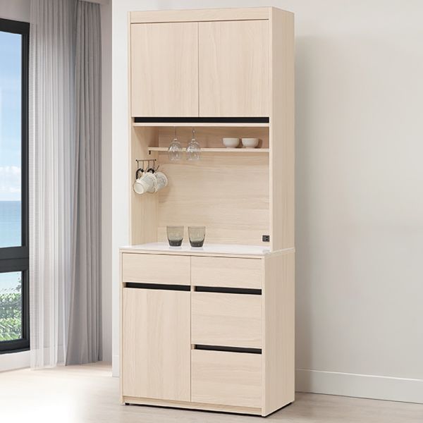 黛安2.7尺碗盤櫃組 Hampton,漢汀堡,2.7尺碗盤櫃組,櫥櫃,櫃子,櫃類,鋼珠滑軌,油壓後鈕,木心板材質