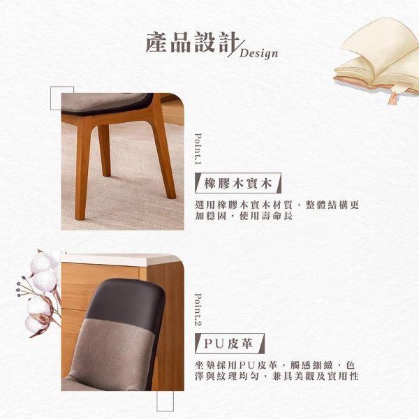 馬丁實木餐椅-柚木色-2入組/4入組 Hampton,漢汀堡,餐椅,椅子,實木,實木餐椅,橡膠木實木材質,PU皮革,穩固耐用