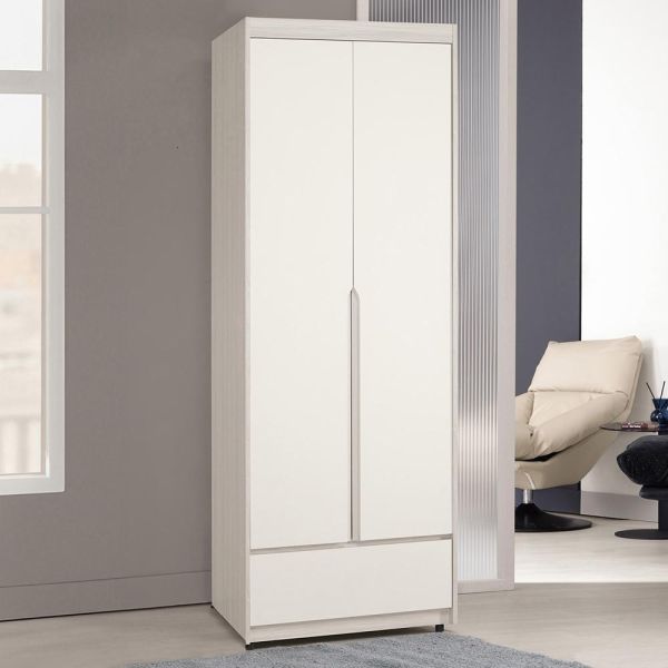 斯亞2.7尺單吊衣櫥 Hampton,漢汀堡,衣櫥,櫥櫃,櫃子,衣櫃,2.7尺單吊衣櫥,木心板材質,油壓緩衝後鈕,美背處理