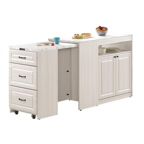 佐森4尺岩板伸縮中島櫃 Hampton,漢汀堡,4尺岩板伸縮中島櫃,櫥櫃,櫃子,櫃類,三節式鋼珠滑軌,A級環保木心板材質,岩板桌面,PU耐磨耐水塗裝