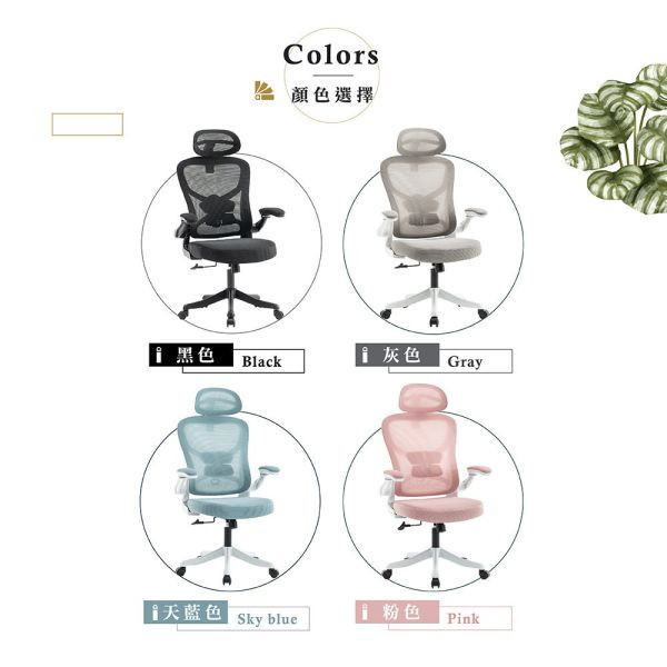 克斯爾網布扶手辦公椅-粉色 Hampton,漢汀堡,辦公椅,電腦椅,扶手椅,椅子,網布材質,多功能調整座椅,後仰設計,可調整高度,高背設計,書房,臥室
