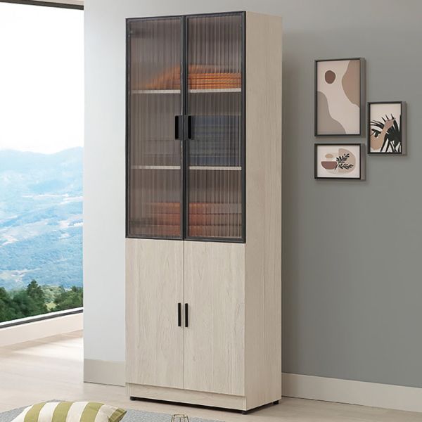 諾頓2.4尺四門收納書櫃 Hampton,漢汀堡,2.4尺四門收納書櫃,書櫃,櫃子,櫃類,鋼珠滑軌,木心板材質,1.5mmABS系統封邊,美背處理