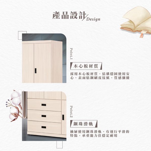 詩蓓白梧桐4X7尺衣櫥 Hampton,漢汀堡,衣櫥,櫥櫃,櫃子,衣櫃,木心板材質,美背處理,4X7尺衣櫥,鋼珠滑軌