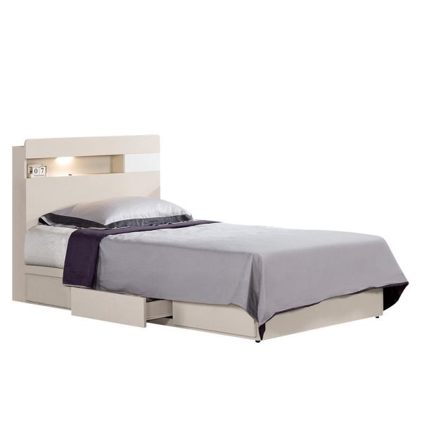 穆可3.5尺單人床 Hampton,漢汀堡,單人床,床,床組,木心板材質,床箱附三抽,家具,3.5尺單人床,臥室,床頭附USB燈具插座,溫馨舒適,可置物,收納