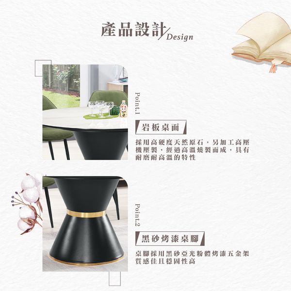 溫爾4尺岩板圓桌 Hampton,漢汀堡,岩板桌面,黑砂亞光粉體烤漆五金架,優麗坦耐磨耐水塗裝,桌子,餐桌