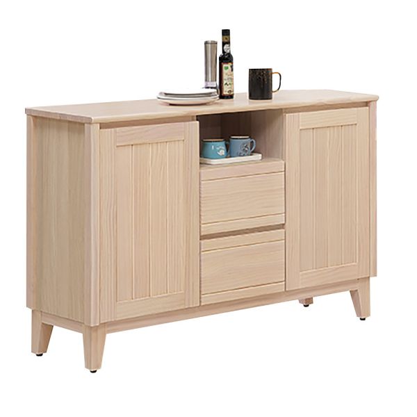 里都實木4尺餐櫃 Hampton,漢汀堡,實木4尺餐櫃,櫥櫃,櫃子,櫃類,三節式鋼珠滑軌,耐磨浮雕立體壓紋,A級紐西蘭松木,門片五金採用油壓緩衝鉸鍊