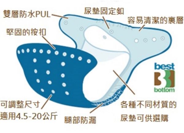 Best Bottom 加大版型 -紫色魚鱗 布尿布