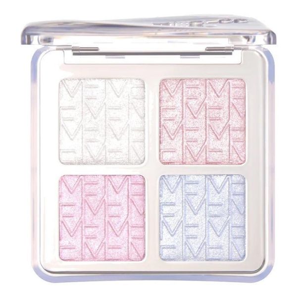 MilleFee 四色打亮盤（01-冰藍色/02-玫瑰粉） MilleFée, 日系打亮盤, 四色高光, 偶像光澤, 珠光打亮, 多功能彩妝, 日本彩妝