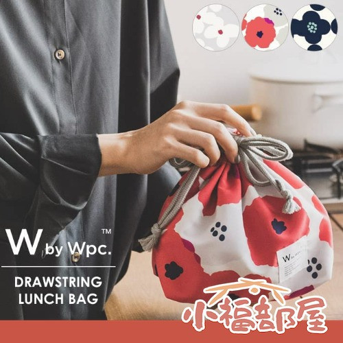 Wpc 抽繩保冷便當袋 (白花/紅花/藍花) Wpc便當袋,日本保冷便當袋,抽繩便當袋,束口保溫袋,輕量午餐袋,野餐保冷袋,日系便當袋,上班族便當袋