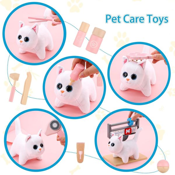 UMU 動物醫生玩具套裝 UMU,日本玩具,獸醫玩具組,動物醫生,角色扮演,木製玩具,絨毛貓咪,幼兒玩具,入園禮,生日禮物,教育玩具,親子互動