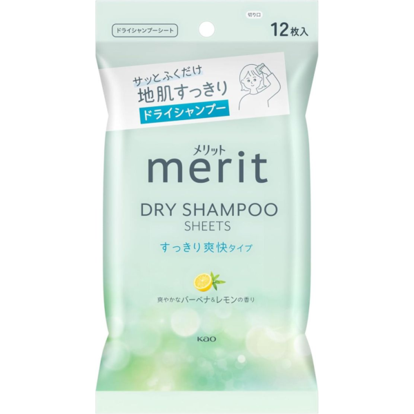 Kao merit DAY+ 乾洗髮濕紙巾 12枚 日本Kao乾洗髮,乾洗髮濕紙巾,merit DAY+乾洗髮,日本乾洗髮濕巾,日本製乾洗頭,日本隨身乾洗髮,檸檬香乾洗髮,夏季清爽乾洗髮