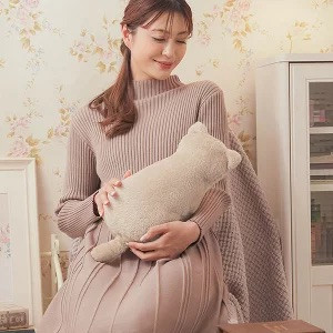 Needs Lab 蓄水式貓咪熱水袋(灰褐色-グレージュ/玫瑰色-ローズピンク/駝色-キャメル) 貓咪熱水袋,暖水袋,日本保暖小物,冬季抗寒,可水洗暖水袋,重複使用熱水袋,暖手暖肚,交換禮物,Needs Lab,日本暖冬用品,絨毛熱水袋,療癒系保暖