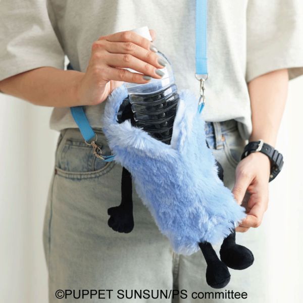 日本 PUPPET SUNSUN 毛絨飲料瓶提袋 Sunsun 水壺包 收納包 魔性角色 神似芝麻街 Elmop【小福部屋】 