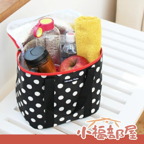 HannaHula 保溫袋 S (黑色花/黑色方格/黑色點點/黑色粉花/紅色方格/綠色方格) HannaHula, 保溫袋, 保冷袋, 便當袋, 冷藏袋, 保鮮袋, 輕巧保冷袋, 可折疊保溫袋, 野餐保冷袋, 手提保冷袋