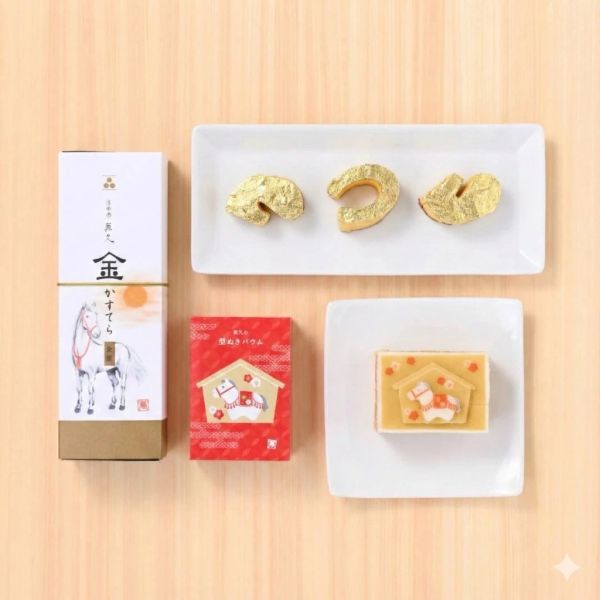 金澤萬久 馬年限定 金箔蜂蜜蛋糕(繪馬年輪蛋糕/干支金箔蜂蜜蛋糕/抹茶蜂蜜蛋糕) 金澤萬久, 馬年蛋糕, 干支甜點, 金箔蜂蜜蛋糕, 年輪蛋糕, 新年送禮, 日本甜點, 年節禮盒