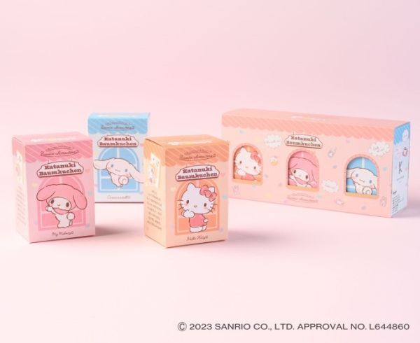 Katanukiya 三麗鷗造型年輪蛋糕 三入組 Katanukiya,三麗鷗年輪蛋糕,造型蛋糕,Hello Kitty蛋糕,美樂蒂,酷洛米,日本甜點,日系送禮,角色甜點,年輪蛋糕