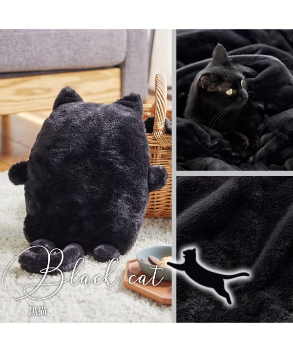 Neko Feel 貓咪觸感熱水袋抱枕套(三花猫/俄羅斯藍貓(灰色)/蘇格蘭折耳貓(米色)/銀虎斑貓/黑貓) Neko Feel, 貓咪觸感, 熱水袋套, 保暖抱枕, 冬季保暖, 貓奴禮物, 聖誕禮物, 暖暖袋, 冬季小物, 療癒小物, 貓系商品