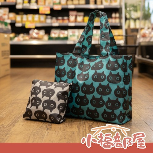 Atsuko Matano 保野溫子貓咪肩背購物袋(米色/藍色) AtsukoMatano購物袋,貓咪插畫環保袋,日本環保購物袋,大容量肩背袋,折疊收納購物袋,WPC環保袋,日本原裝購物袋,貓奴必備購物袋