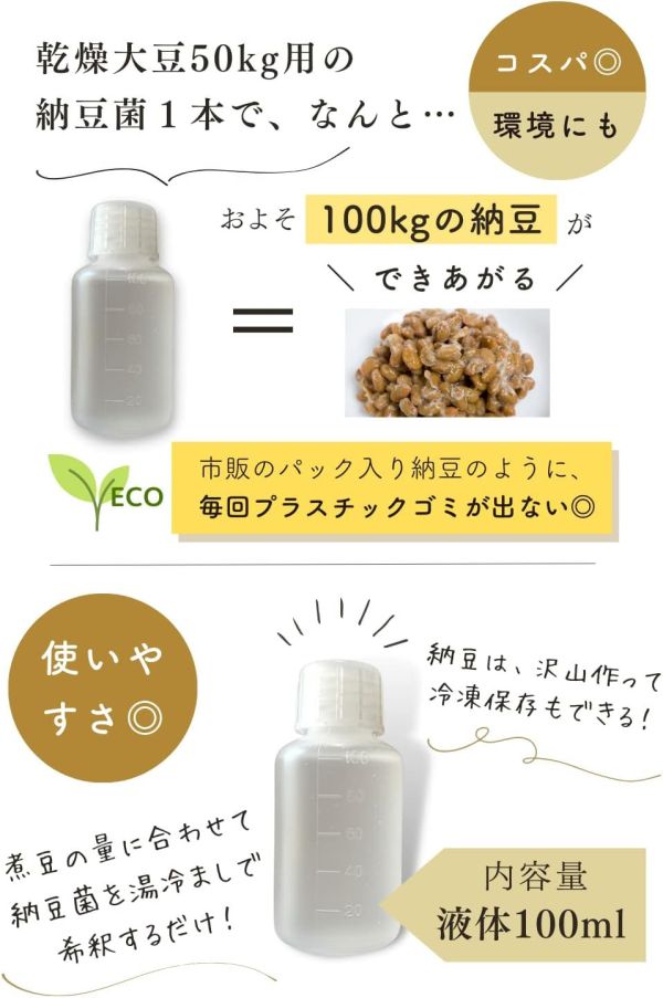 日本製 宮城野納豆製造所 納豆菌 液體納豆菌 手作納豆 無添加 發酵食品 大容量 家庭用 自製納豆 納豆DIY 業務用【小福部屋】 