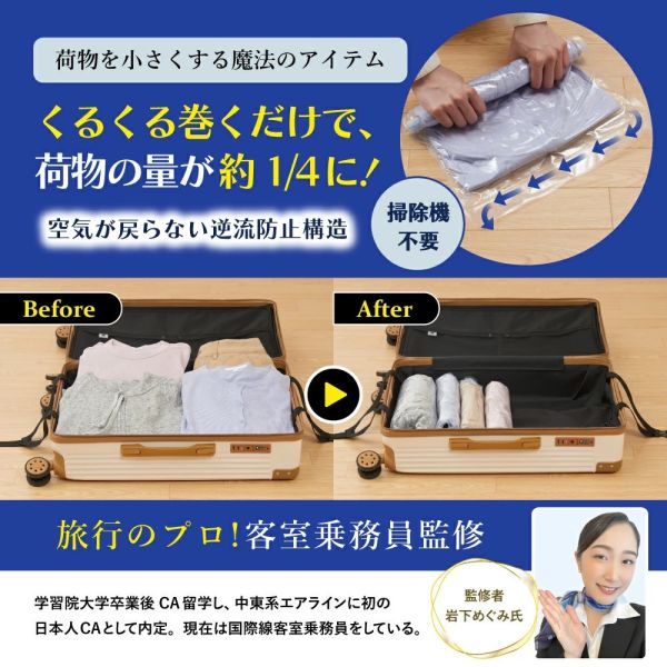 日本 Danke Besutens 衣物壓縮袋 手捲壓縮 免吸塵器 真空壓縮 行李 出國 衣物打包 防潮防塵 出差 搬家 出遊 旅行 衣物整理【小福部屋】 