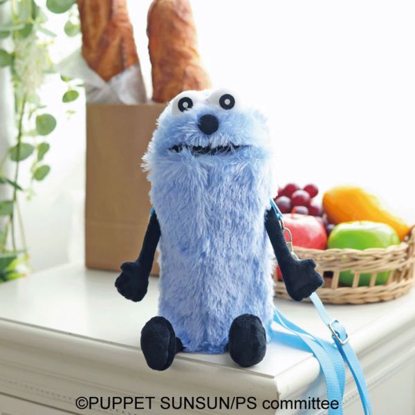 日本 PUPPET SUNSUN 毛絨飲料瓶提袋 Sunsun 水壺包 收納包 魔性角色 神似芝麻街 Elmop【小福部屋】 