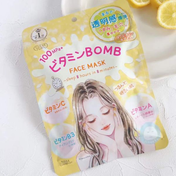 Clear turn Vitamin潤彈面膜 7入 Clear turn Vitamin潤彈面膜 7入 透明感 光滑肌 快速補水 快速亮白 約會神器 LIPS推薦 暗沈 毛孔