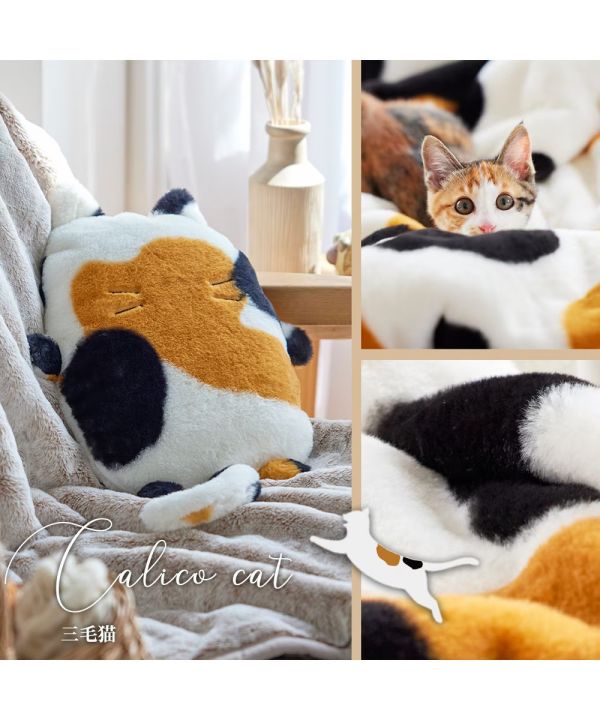 Neko Feel 貓咪觸感熱水袋抱枕套(三花猫/俄羅斯藍貓(灰色)/蘇格蘭折耳貓(米色)/銀虎斑貓/黑貓) Neko Feel, 貓咪觸感, 熱水袋套, 保暖抱枕, 冬季保暖, 貓奴禮物, 聖誕禮物, 暖暖袋, 冬季小物, 療癒小物, 貓系商品